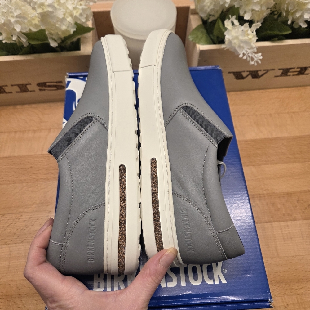 Birkenstock Oswego Leather Slip-On Sneakers Gray Womens Size 37 NIB - Picture 6 of 8